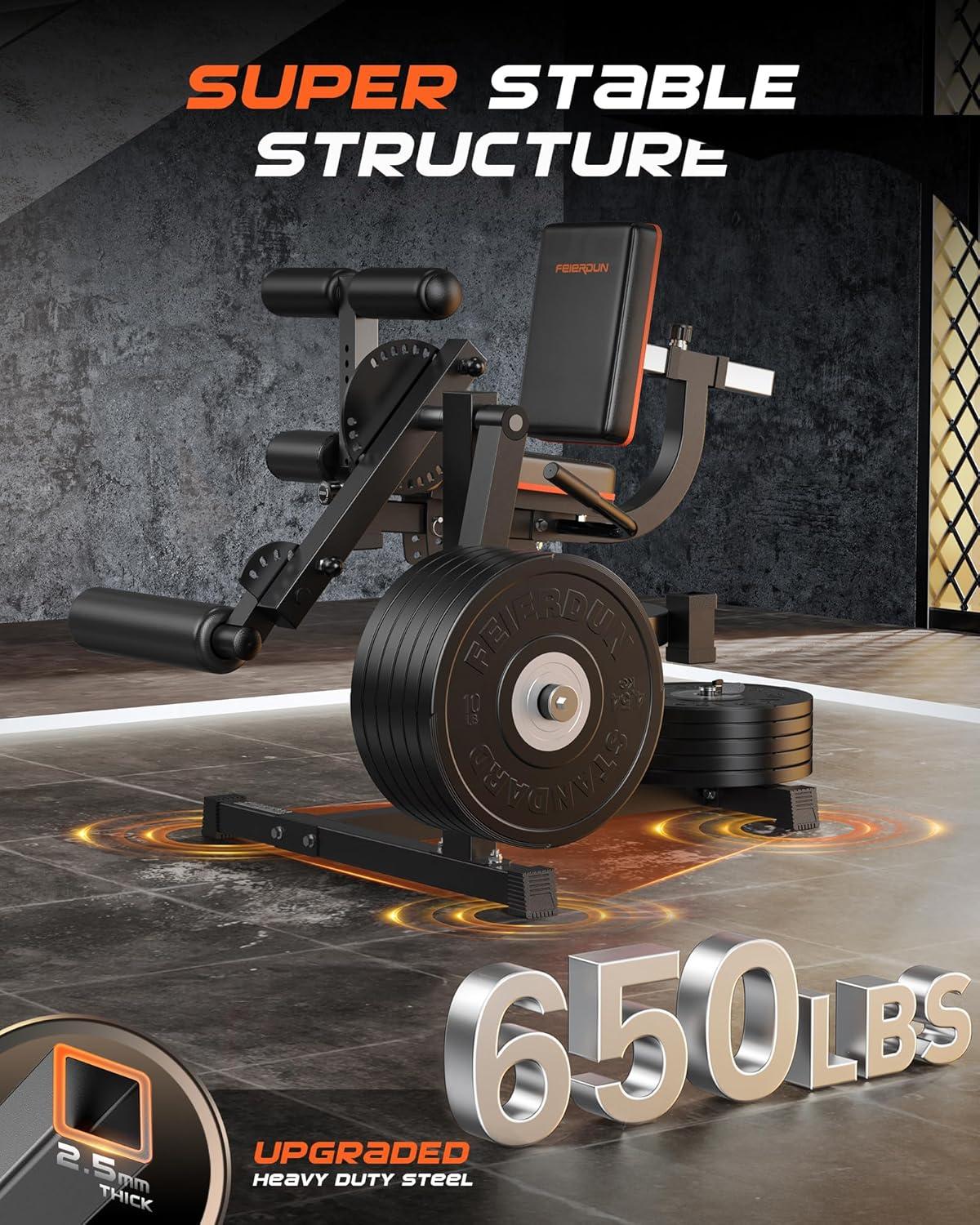 FEIERDUN Adjustable Leg Extension & Curl Machine – 650lbs Capacity for Lower Body Workouts
